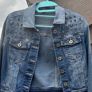 RARE Vintage Fire Los Angeles Gold Spike Denim Cropped Jacket